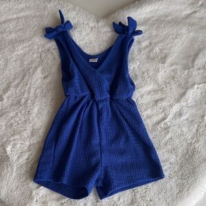 Girls' Royal Blue Tie-Shoulder Romper